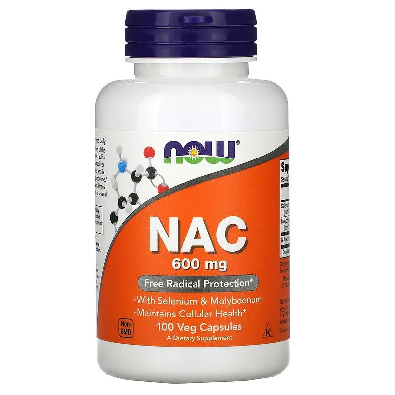 NOW FOODS NAC N- Acetyl- L- Cysteine glutation 600 mg 100 vcaps