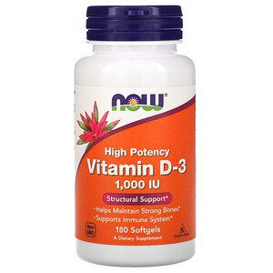 NOW FOODS Vitamin D 3 Liquid 1000 IU 180 softgels