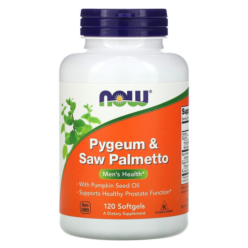 NOW FOODS Pygeum & Saw Palmetto kora śliwy afrykańskiej 120 softgels