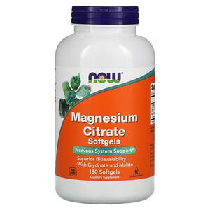 NOW FOODS Magnesium Citrate -Cytrynian Magnezu 180 softgels