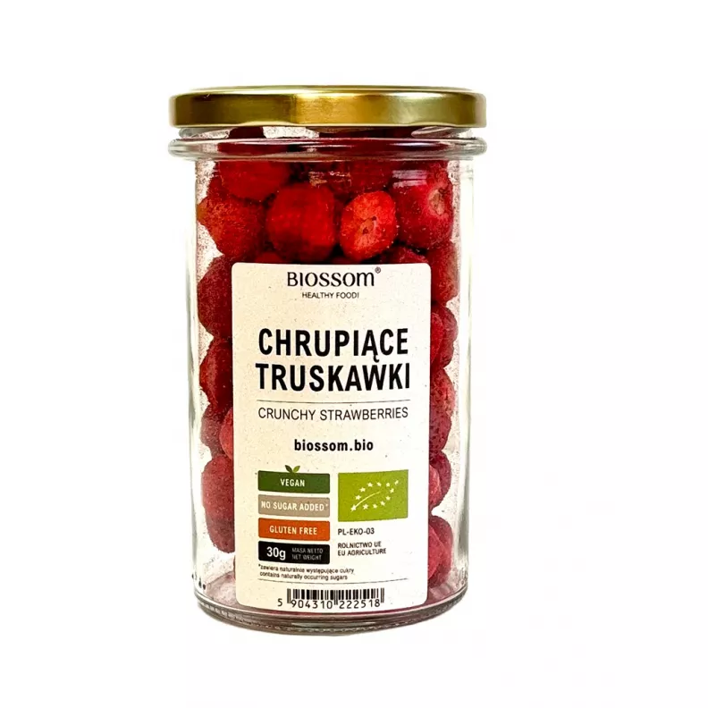 BIOSSOM Truskawki liofilizowane BIO chrupiące bezglutenowe 30 g