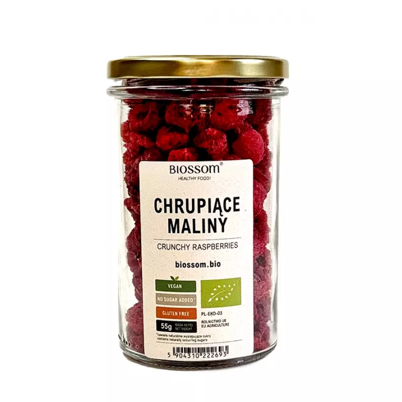 BIOSSOM Liofilizowana chrupiąca malina bezglutenowa BIO 55 g