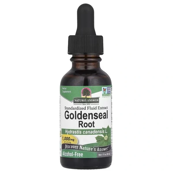 NATURE'S ANSWER, Korzeń gorzknika kanadyjskiego, standaryzowany płynny ekstrakt, bezalkoholowy, 1000 mg, 30 ml