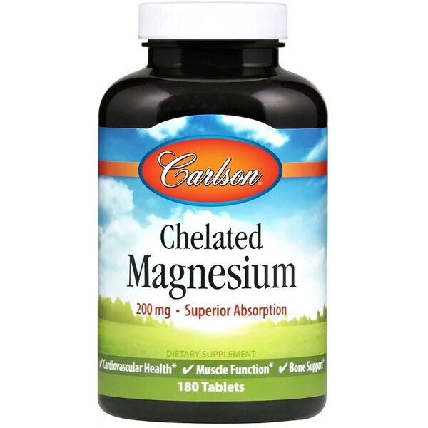 CARLSON Chelated Magnesium Glycinate, glicynian magnezu  200mg  180 tablets