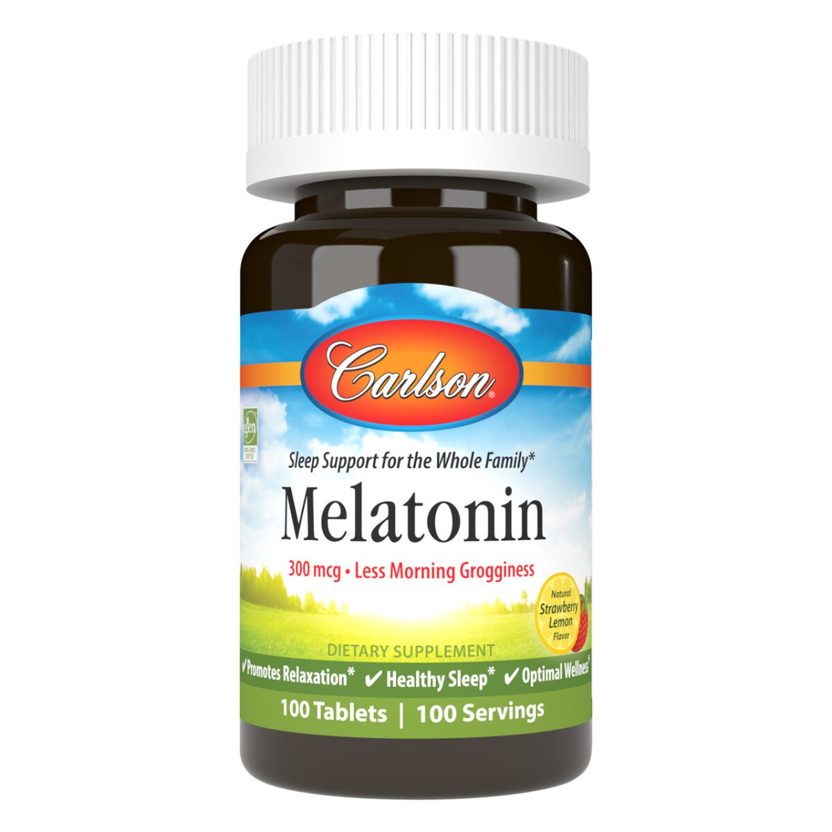 CARLSON Melatonina do żucia 300mcg truskawka z cytryną dla dzieci 100 tab