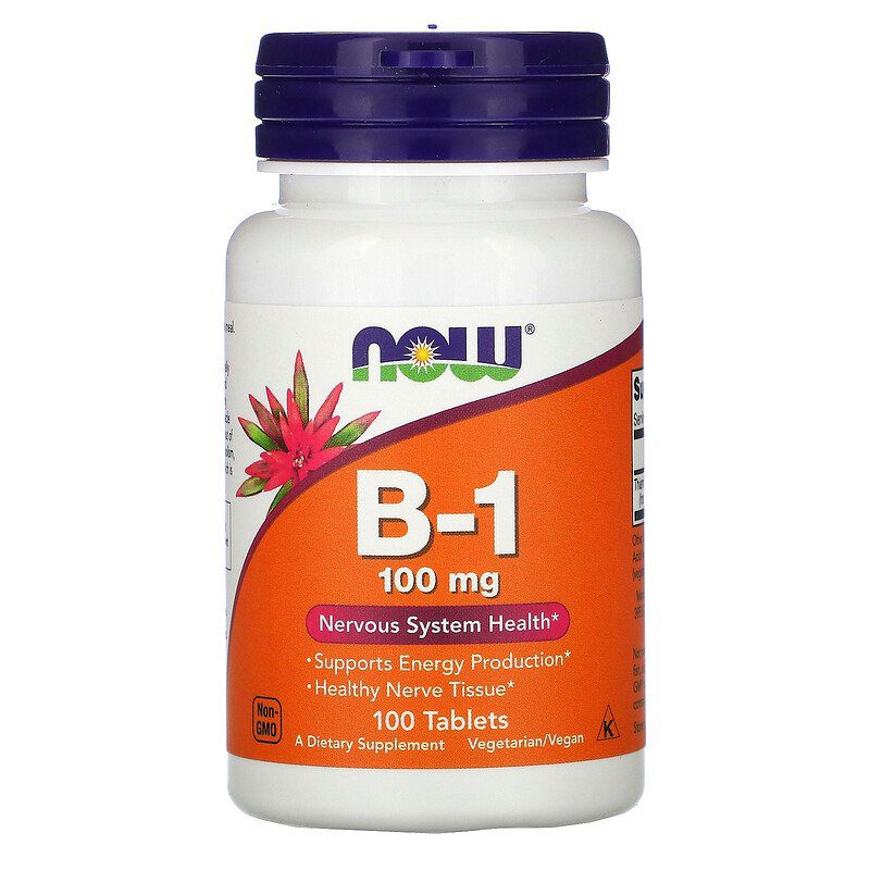 NOW FOODS Witamina B-1, Thiamine 100mg 100 tabletek