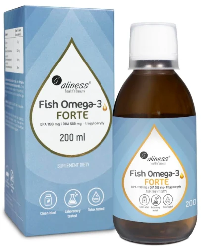 ALINESS Fish Omega-3 FORTE 50/25 TG – 1198 mg EPA i 589 mg DHA, 200 ml