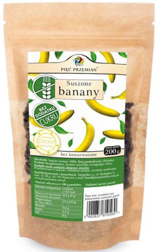 PIĘĆ PRZEMIAN Banany Suszone bezglutenowe  200g