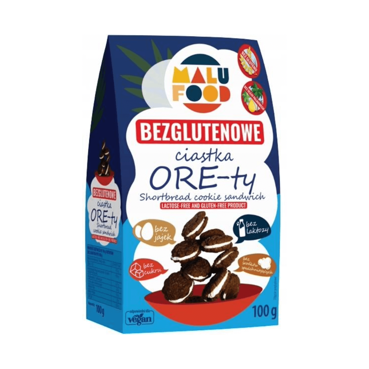 MALU FOOD Ciatka ORE-TY białe bez glutenu i cukru 100g