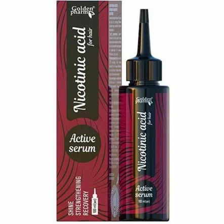 GOLDEN PHARM Aktywne Serum do Włosów Kwas Nikotynowy (Niacyna)  100 ml