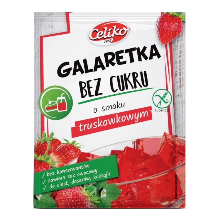 CELIKO Galaretka truskawkowa bez cukru, bezglutenowa 14g