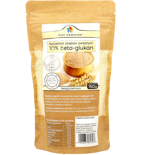 PIĘĆ PRZEMIAN Koncentrat otrębów owsianych 10% beta-glukan 150 gram