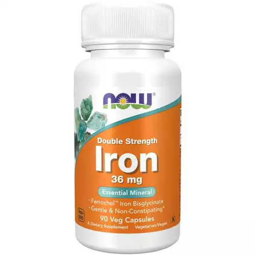 NOW Foods Iron Double Strength 36 mg – Ferrochel® Chelated Iron 90 vkap
