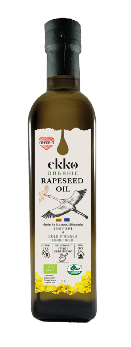 EKKO BIO Olej rzepakowy tłoczony na zimno Omega-3, 1 l
