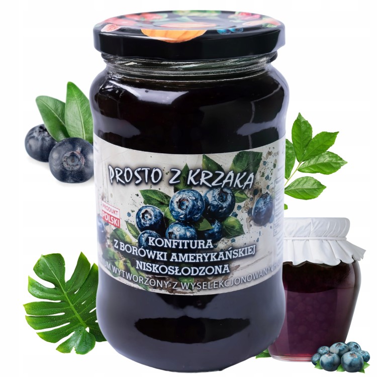 PROSTO Z KRZAKA Konfitura z borówki amerykańskiej niskosłodzona 450g