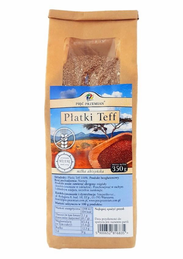 PIĘĆ PRZEMIAN Płatki Teff bezglutenowe 350g