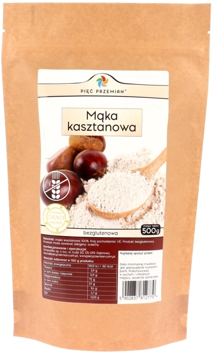 PIĘĆ PRZEMIAN Mąka kasztanowa bezglutenowa, 500 g