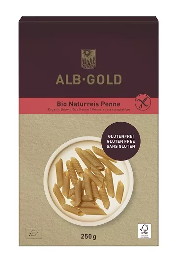 ALB-GOLD Makaron ryżowy razowy bezglutenowy BIO penne 250 gram
