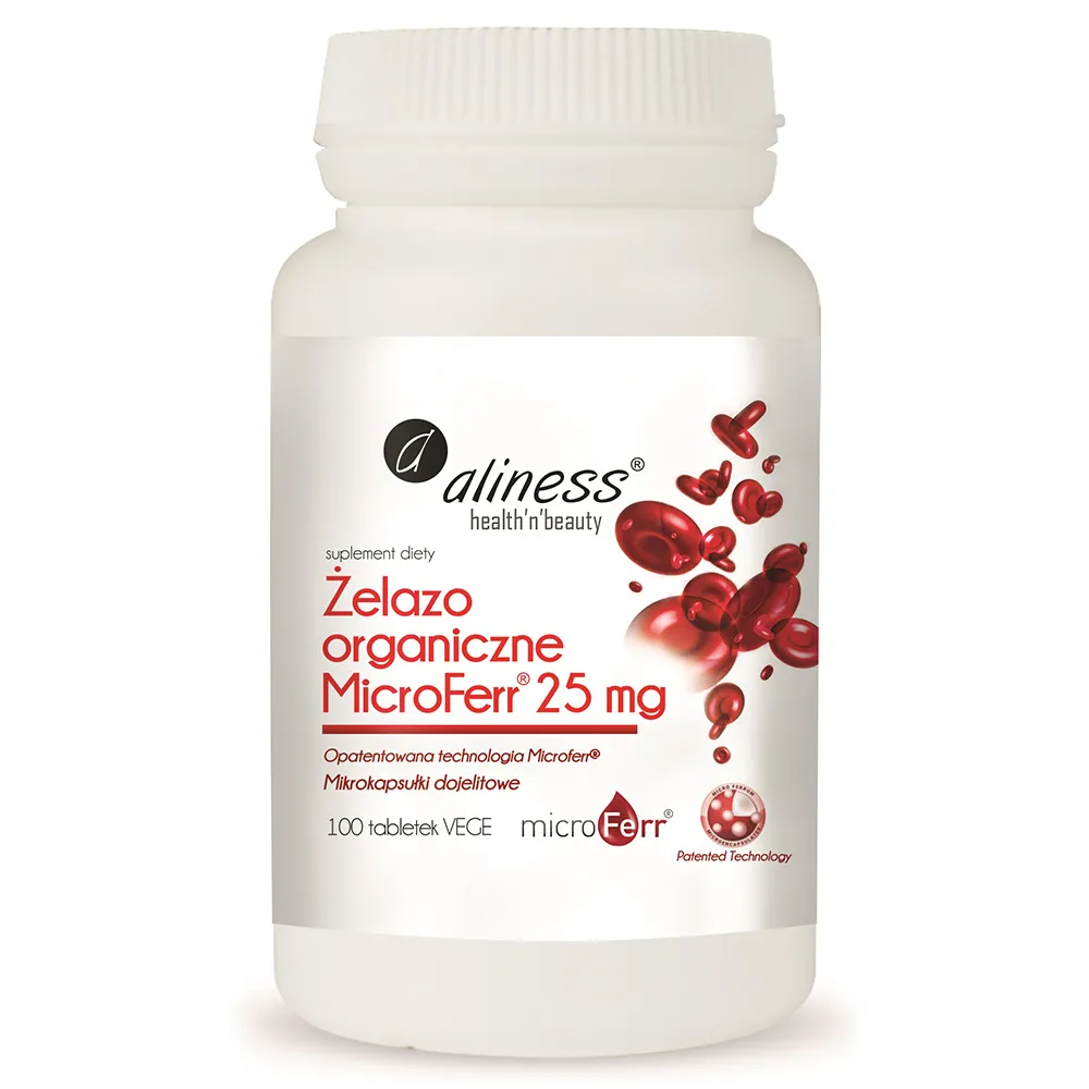 ALINESS Żelazo organiczne MicroFerr 25 mg 100 tab