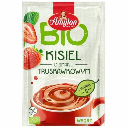 AMYLON Kisiel Truskawkowy BIO – bezglutenowy kisiel instant, 30 g