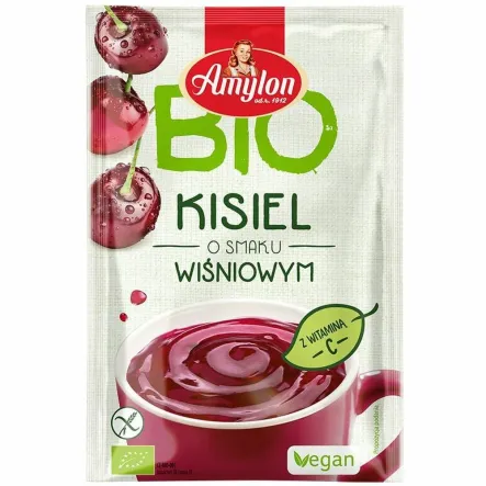 AMYLON Kisiel Wiśniowy BIO – bezglutenowy kisiel instant, 30 g