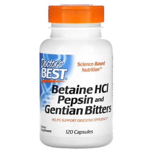 DOCTOR'S BEST  Betaine HCl Pepsin & Gentian Bitters 120 kapsułek