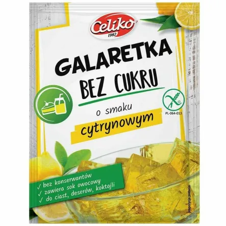 CELIKO Galaretka bez cukru o smaku cytrynowym – bezglutenowa, 14 g