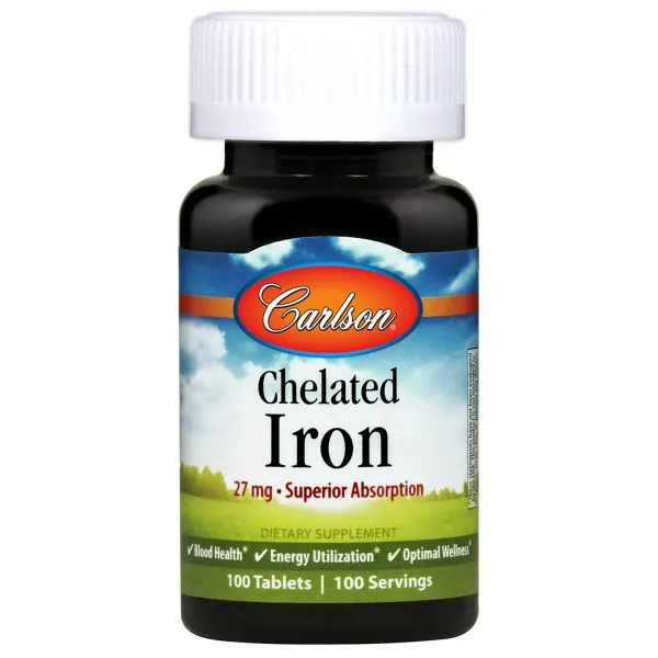 CARLSON - Chelat Żelaza, 27mg, 100 tabletek