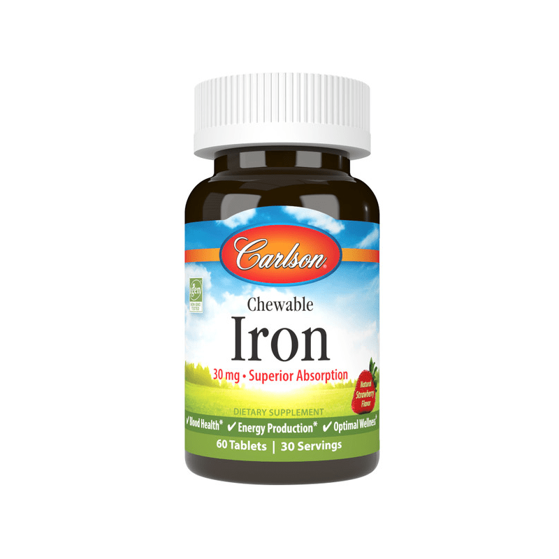 CARLSON Chewable Iron 30 mg truskawka 60 tabletek do ssania