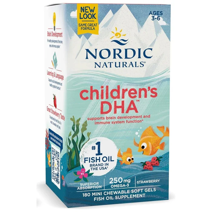 NORDIC NATURALS Children’s DHA 250 mg Strawberry – 180 mini kapsułek do żucia