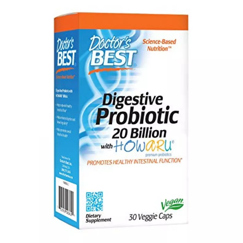 DOCOTR'S BEST Digestive Probiotic 20 Billion with HOWARU® - 30 Veggie Capsules
