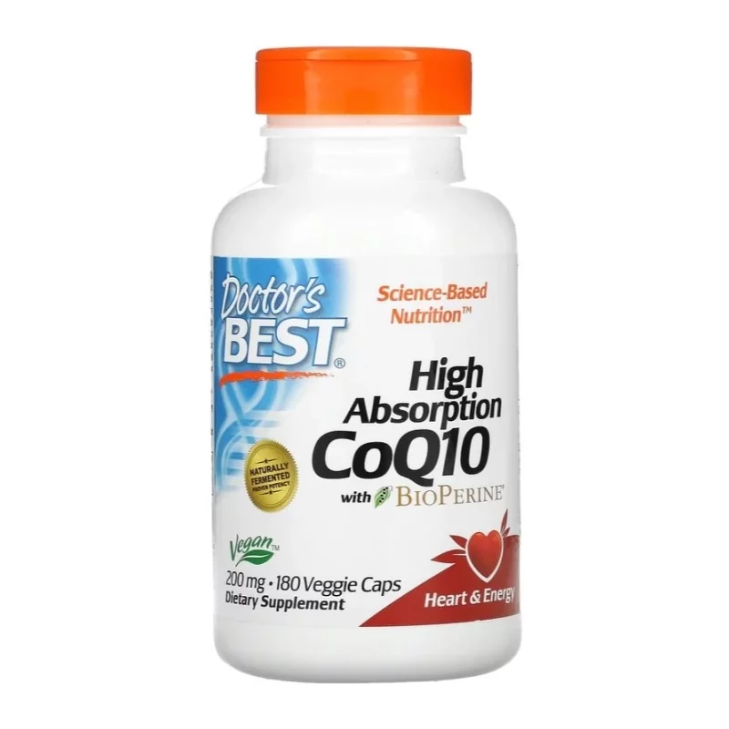 DOCTOR'S BEST Koenzym Q10 o wysokim przyswajaniu, z BioPerine, 200 mg, 180 kapsułek roślinnych