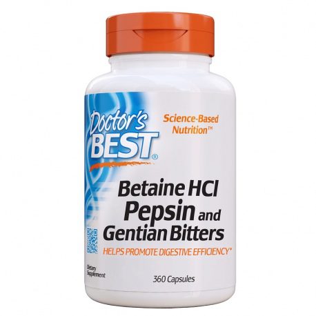 DOCTOR'S BEST Betaine HCL Pepsin & Gentian Bitters 360 kapsułek