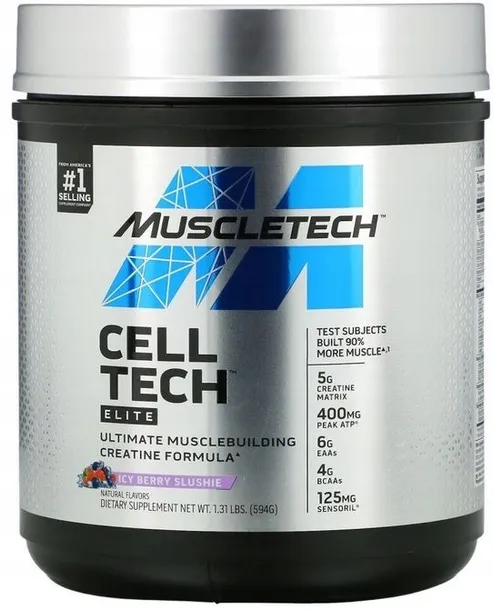 MUSCLETECH CELL TECH elite creatine kreatyna plus eaa  icy berry slushie 594 g