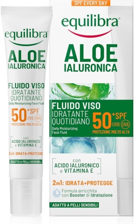 EQUILIBRA Hyaluronic Aloe Daily Face Fluid SPF 50+ – Nawilżający Fluid do Twarzy 40 ml