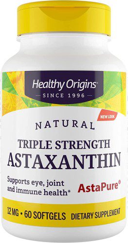 HEALTHY ORIGINS Triple Strenght ASTAXANTHIN 12 mg - Astaksantyna- AstaPure 60softgels
