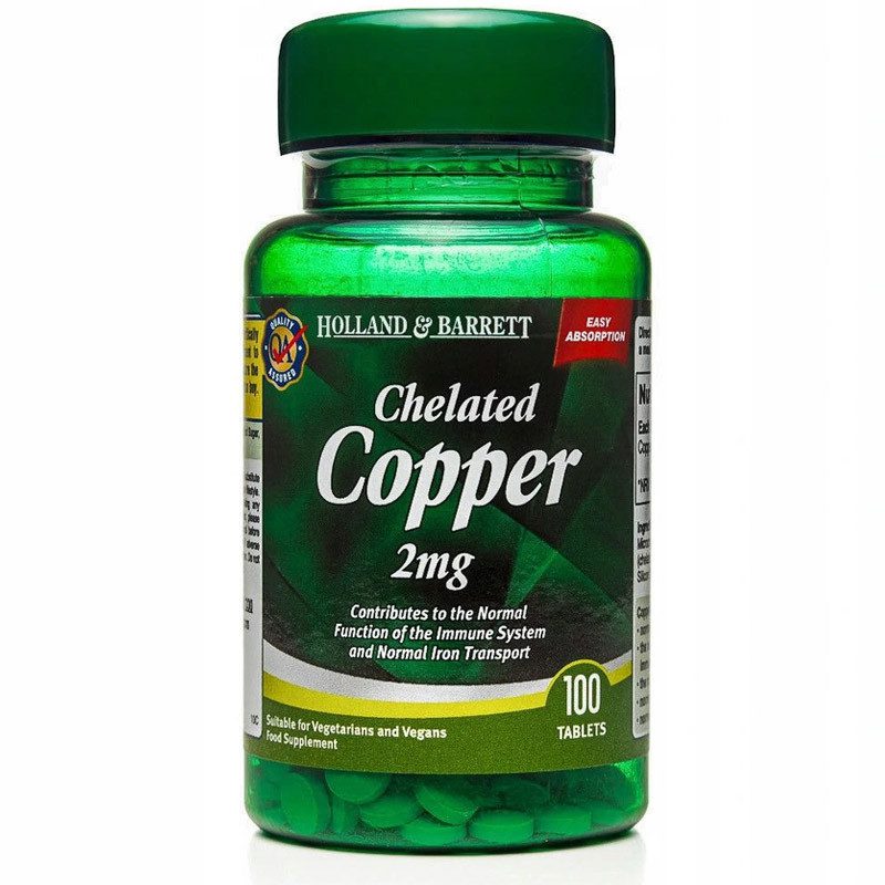 HOLLAND & BARRETT Chelated Copper 2 mg, 100 tablets