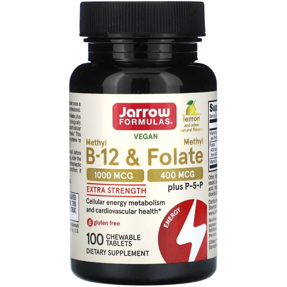 JARROW FORMULAS Methyl B12 1000 + Folian 400 +P5P 100 tab do ssania