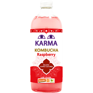 KARMA KOMBUCHA – Kombucha malinowa LOW SUGAR Fair for Life DEMETER BIO 1 litr
