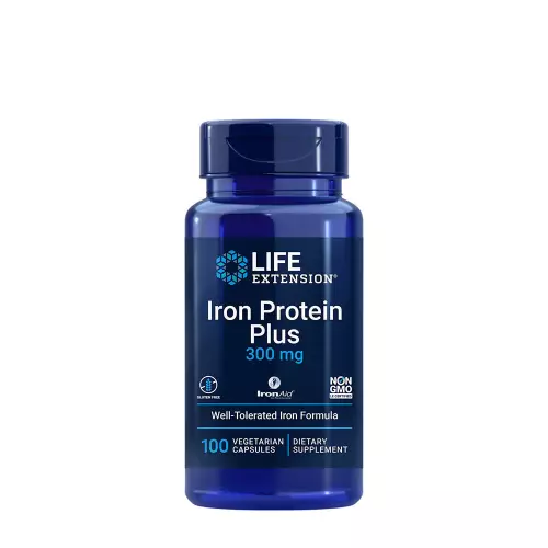 LIFE EXTENSION Iron Protein Plus – żelazo IronAid® 15 mg, 100 kapsułek roślinnych
