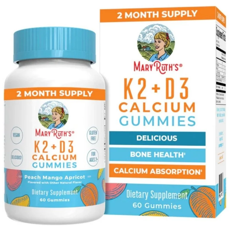 MARY RUTH’S K2 + D3 Calcium Gummies – 60 wegańskich żelek