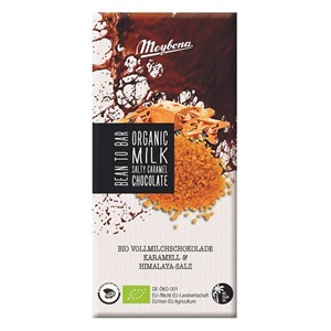 MEYBONA Czekolada mleczna z kawałkami karmelu i solą BIO 100 gram
