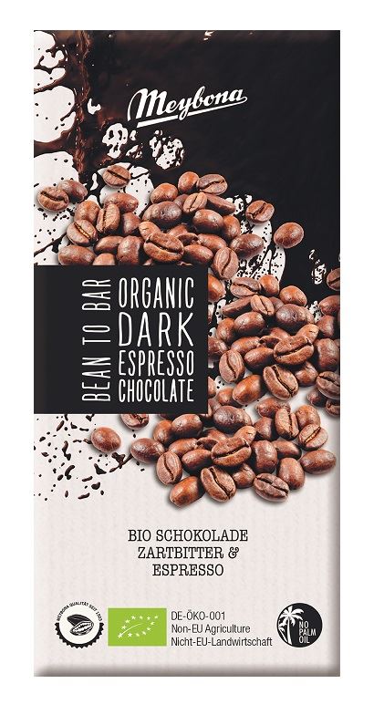 MEYBONA Czekolada gorzka z kruszonymi ziarnami kawy espresso BIO 100 g