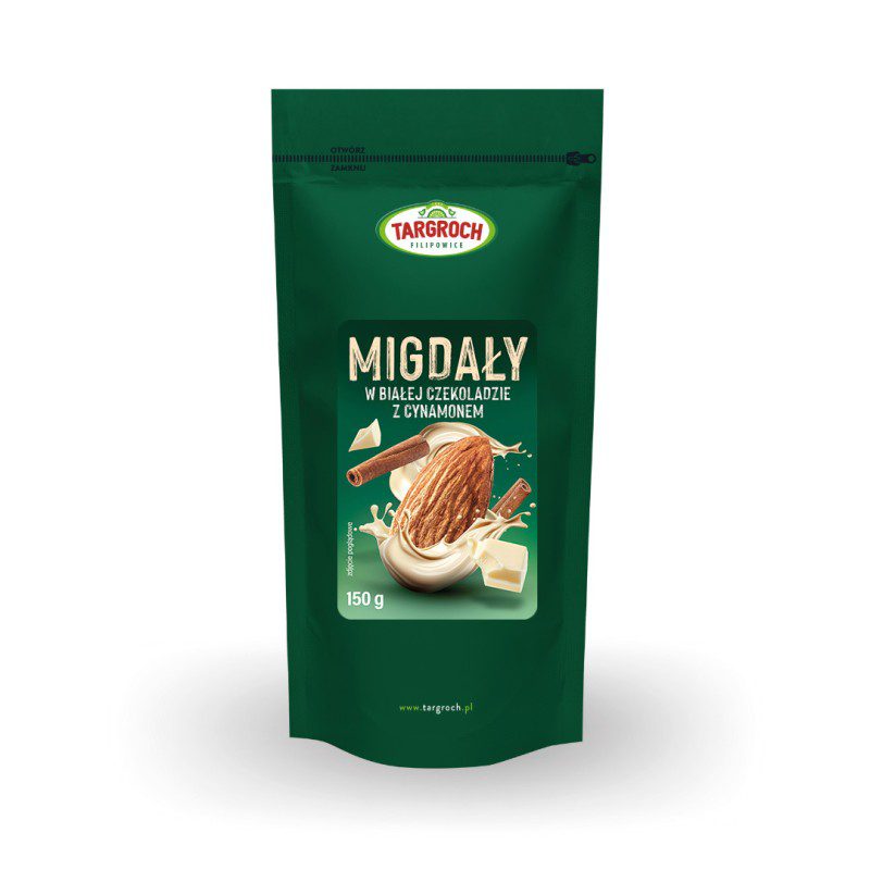 TARGROCH Migdały w białej czekoladzie z cynamonem 150g
