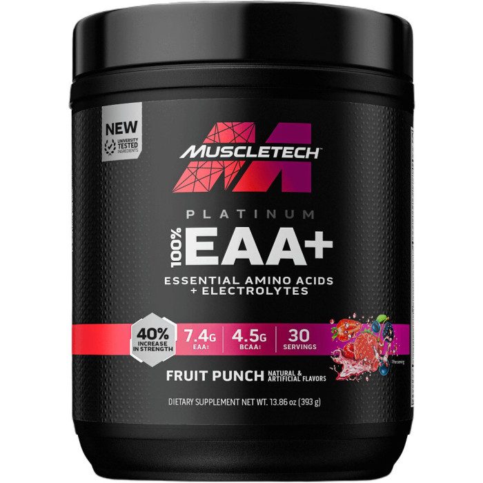 MUSCLETECH Aminokwasy, Platinum 100% EAA+, Fruit Punch 401g