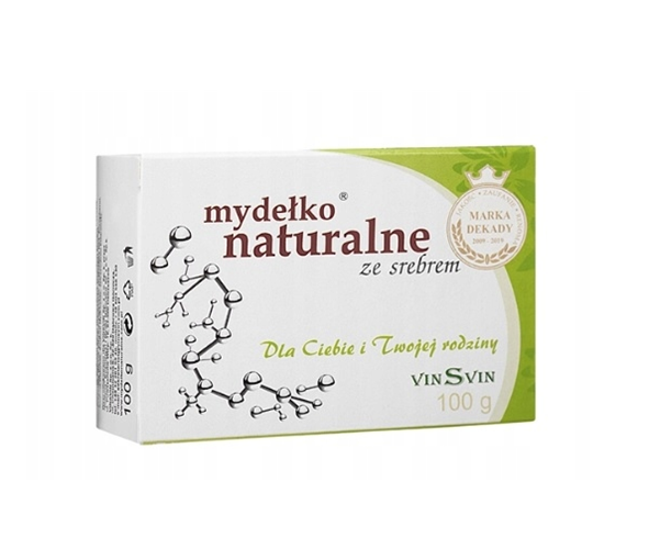VINSVIN Mydełko Naturalne ze srebrem – bezzapachowe mydło w kostce, 100 g