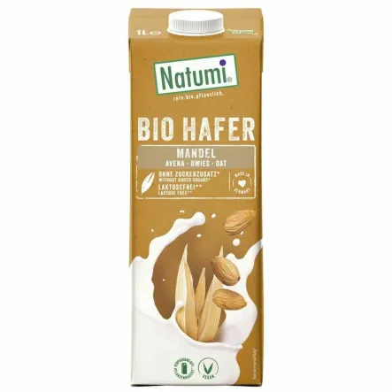 NATUMI Napój Owsiano - Migdałowy bez cukru, bezglutenowy 1 litr
