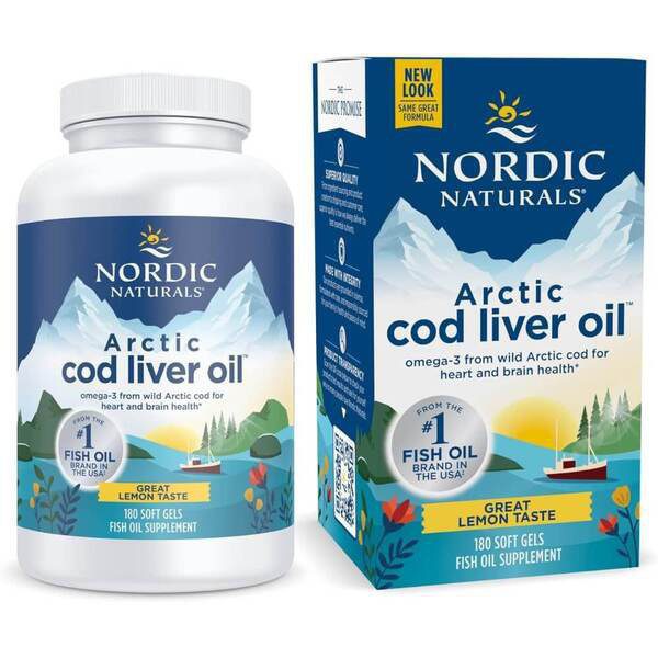 NORDIC NATURALS Arctic Cod Liver Oil  750mg 180 kapsułek żelowych o smaku cytrynowym
