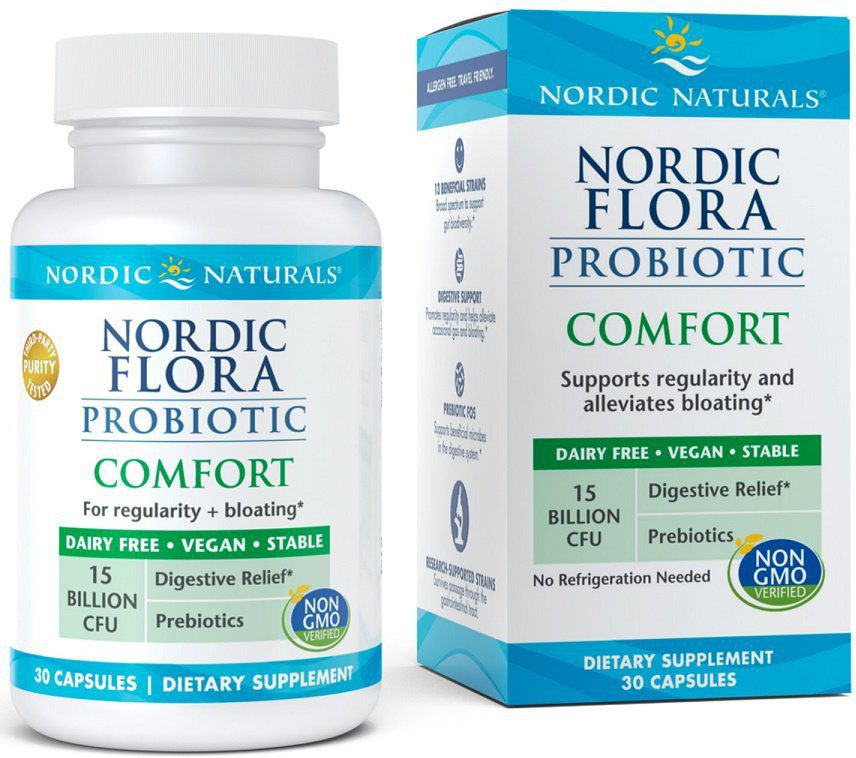 NORDIC NATURALS  Nordic Flora Probiotic Comfort (Prebiotyk FOS + 15mld CFU) 30kapsułek