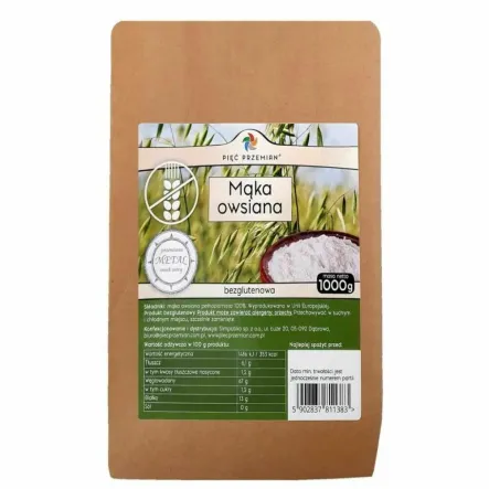 PIĘĆ PRZEMIAN Mąka Owsiana  bezglutenowa 1 kg